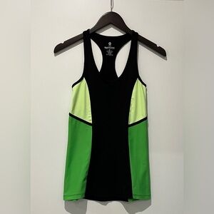 90 Degree By Reflex Black and Green Fitted Racer Back Tank Top XS Stretchy